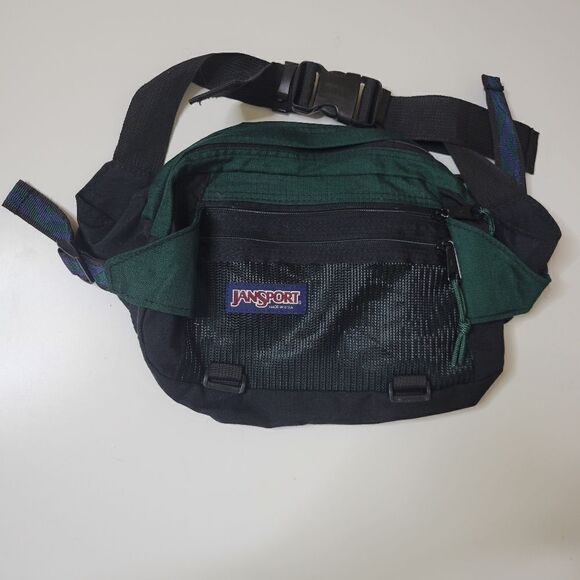 VINTAGE Jansport INTERNATIONAL TRAVEL BUM BAG FANNY PACK blue green black